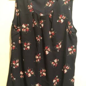 Navy floral patterned top